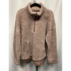 (NEW) Old Navy Tan Sherpa Quarter-Zip Sweatshirt
